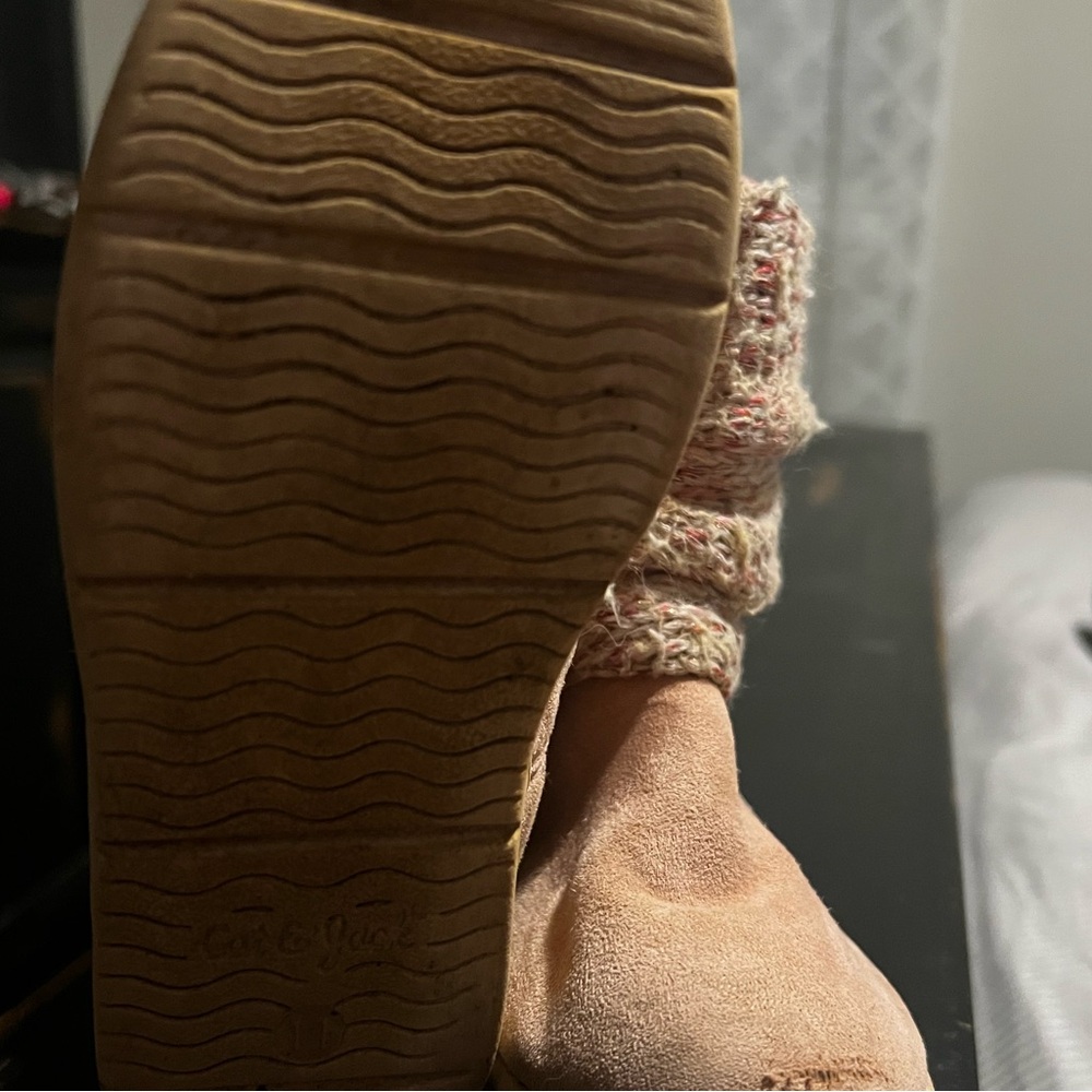Cat & Jack Tan Suede Kids Boot with Knit Cuff